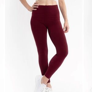 Elietian Womens High-Waist Control Top Leggings Olive and Burgandy Set of Two